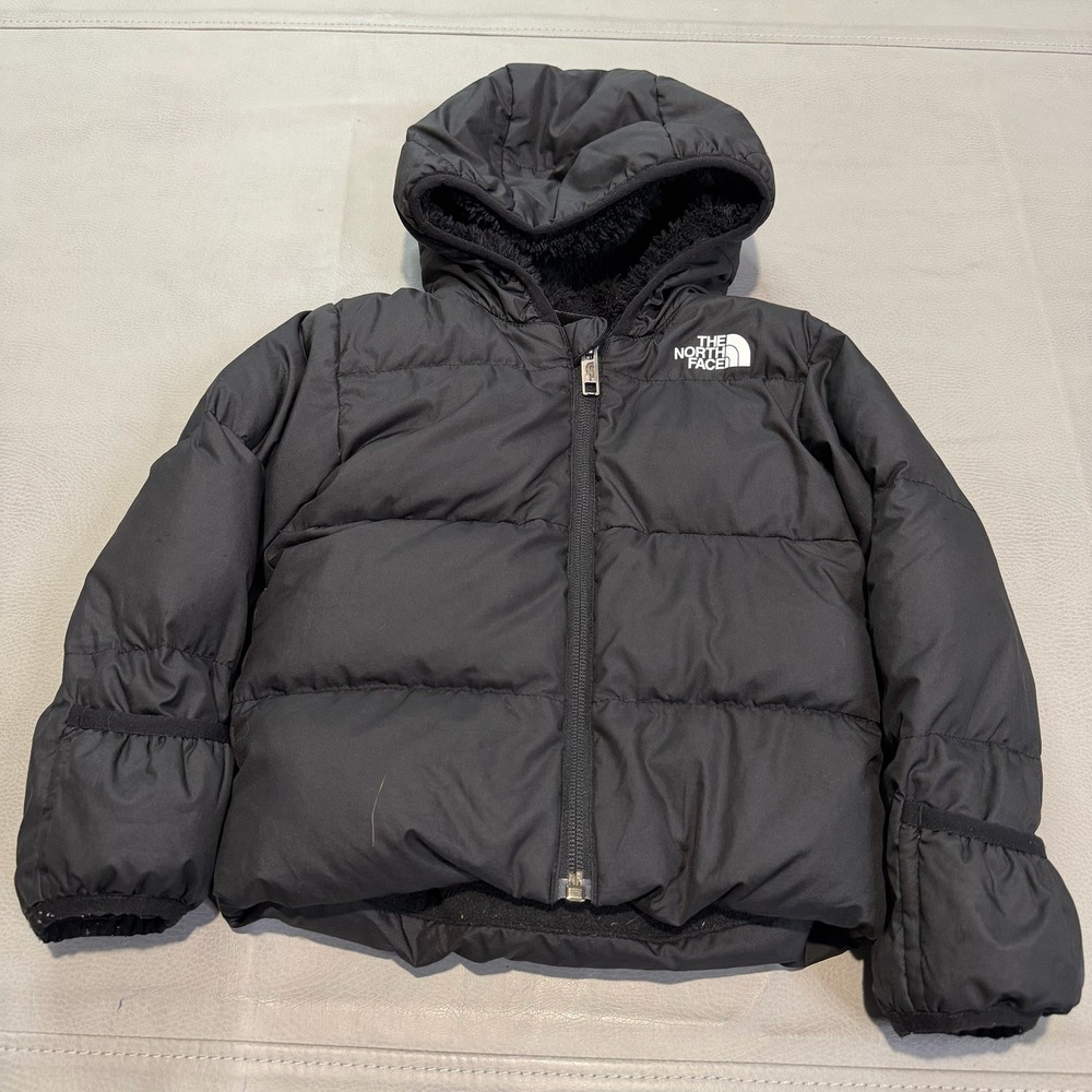 North Face Infant North‎ Down Hooded Jacket Baby Toddler Black Puffer Line Coat-